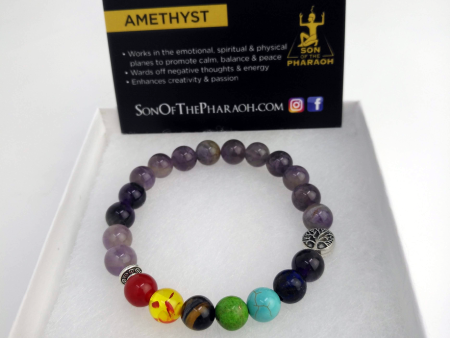 Amethyst Chakra Bracelet with Tree of Life on Sale