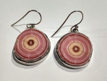 Rhodochrosite Stalactite Slice Earrings, Sterling Silver Sale