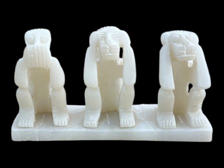 Three Wise Baboons Statue - Handcarved Soapstone Sale