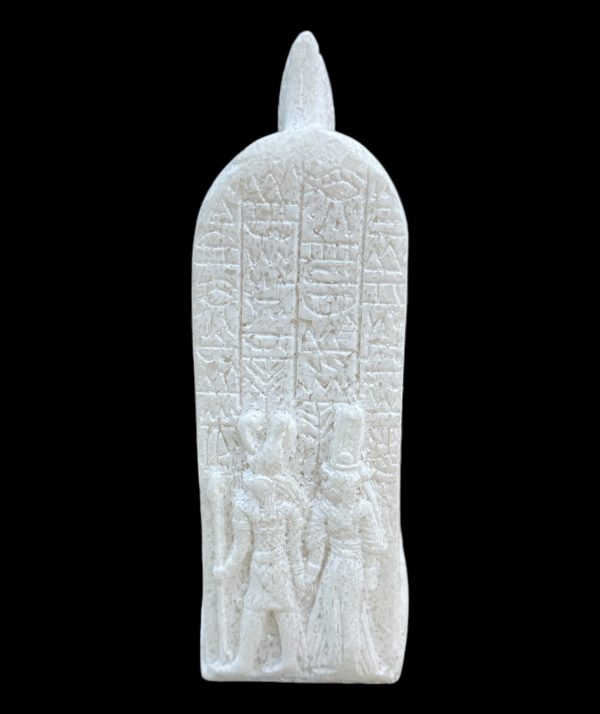 Ramses with Hieroglyphic Stela Alabaster Statue on Sale