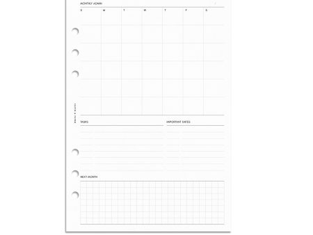 Monthly Admin Planner Inserts | Sunday Start Supply