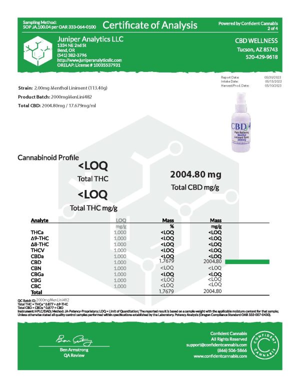 4oz 2000mg Menthol Liniment Spray For Cheap